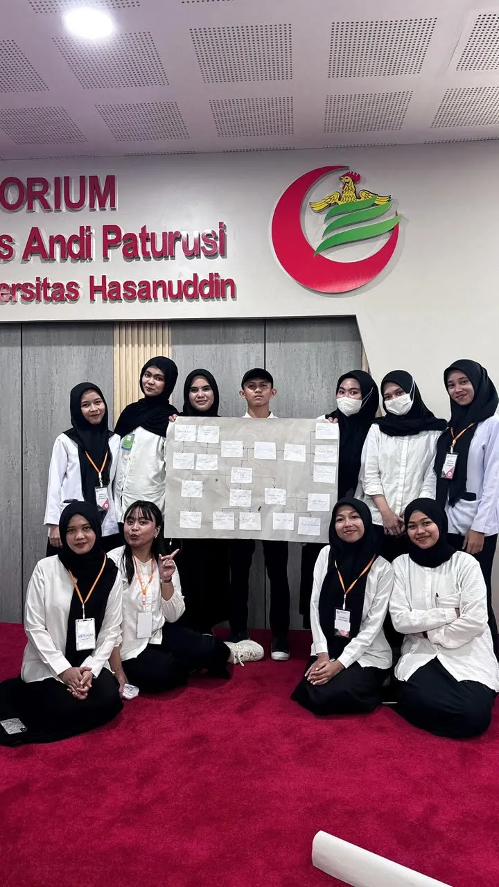 Practicum team in lab coats at the Faculty of Public Health, Universitas Hasanuddin